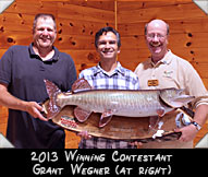 2013 Winning Contestant Grant Wegner(at right) with Winning Guide Mark McCumber (at left) and taxidermist extraordinaire Joe Fittante (center)