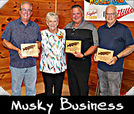 Team Musky Business from left - Don Mende, Greeter Donna Rickman, Brian Lane, Byron Satterly